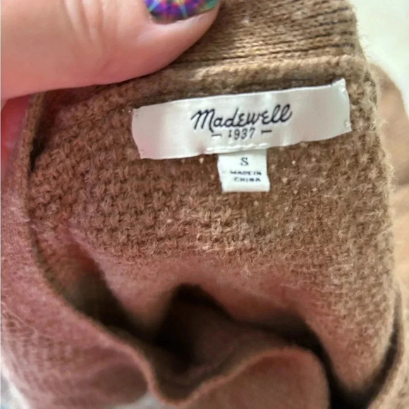 Madewell Cross Front Sweater Size Small Textured Solid Classic Timeless Crewneck - Picture 7 of 9